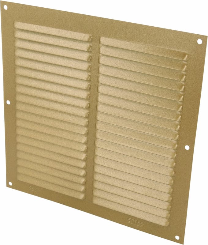 AMIG Ventilatierooster/muurrooster - 200 x 200mm - aluminium - goud - schoepenrooster