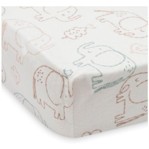 Jollein Hoeslaken Ledikant - 60x120cm - Jersey - Elephant Tales