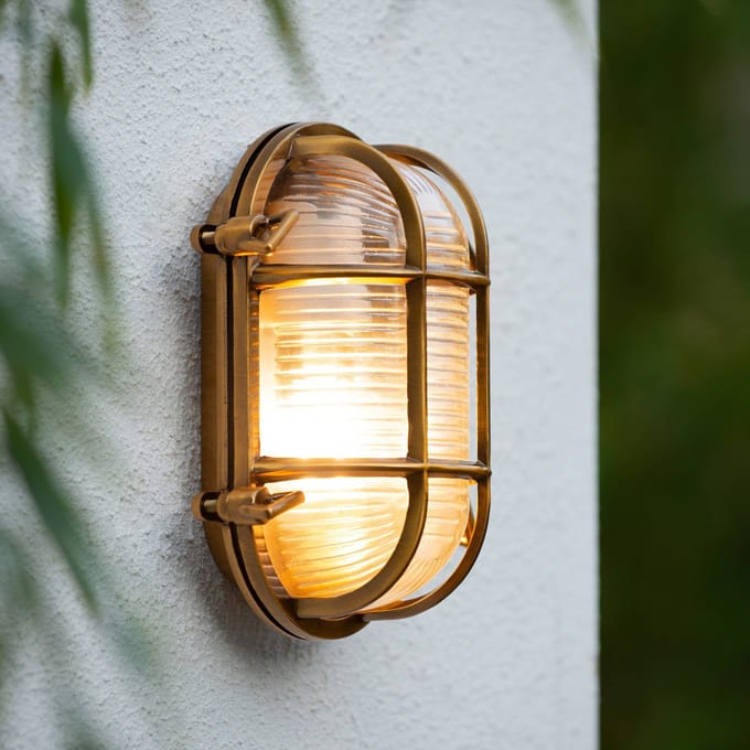Lucide DUDLEY - Wandlamp Binnen/Buiten - 1xE27 - IP65 - Mat Goud / Messing