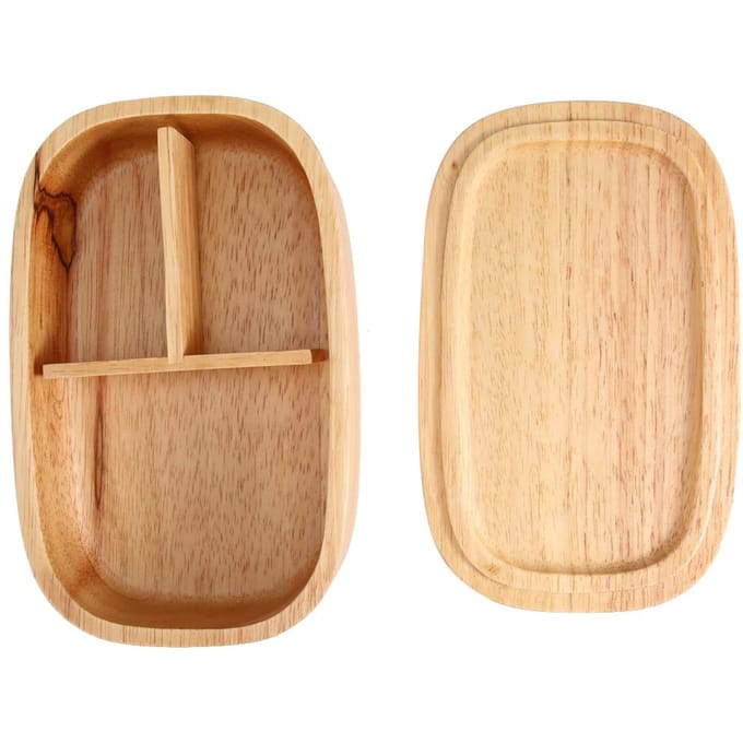 Houten Lunchbox Voedselopbergcontainer School Picknick Vierkante Bento Box beige