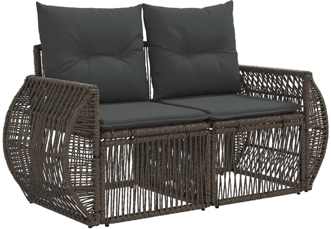 vidaXL - Tuin - Sofa - 2-Aantal - zitplaatsen - Grijs - poly - rattan