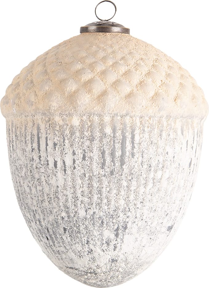Clayre & Eef Kerstbal XL Overig Ø 15 cm Wit Grijs Glas Kerstballen