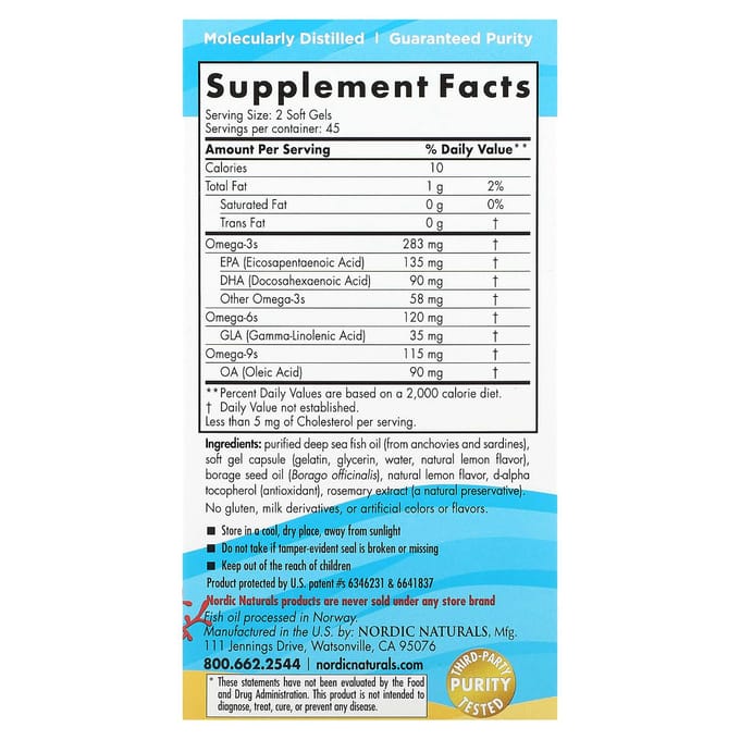 Nordic Naturals, Complete Omega Junior, Leeftijden 6-12, Citroen, 283mg, 90 Mini Softgels