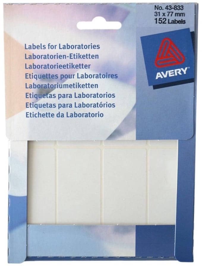 Universele laboratoriumetiketten ondoorzichtig 31x77mm wit 152 stuks