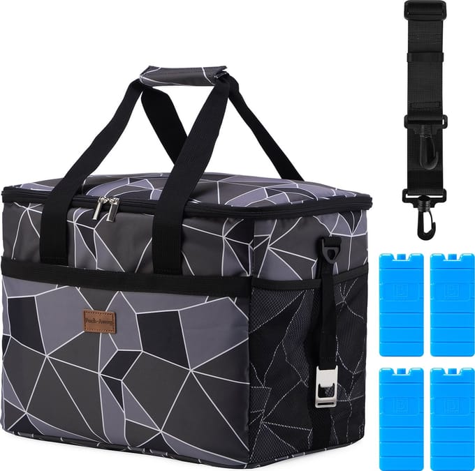 Packaway 4 Laags Geïsoleerde Koeltas - Lunchtas 30 liter - Abstract Zwart Grijs
