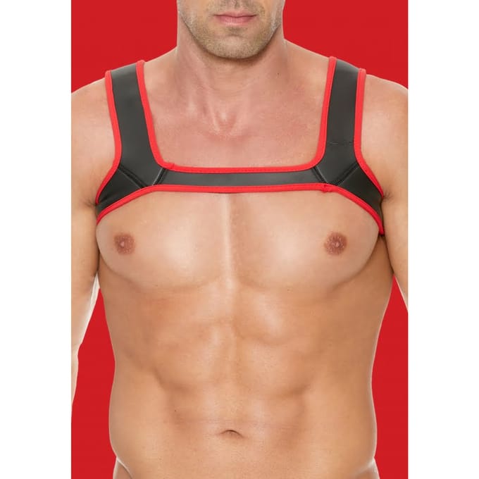 Shots - Ouch! Neopreen Harnas - L/XL black,red L/XL