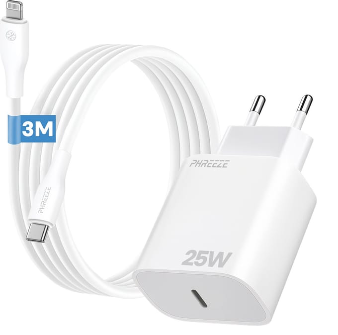 Oplader geschikt voor iPhone iPad met Lightning naar usb C kabel - Snellader 3m