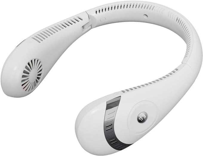 Generieke draagbare nekventilator, koelventilator, persoonlijke ventilator, draagbare ventilator, nekairconditioner, oplaadbare nekventilator, ventilator zonder bladen, medium - wit