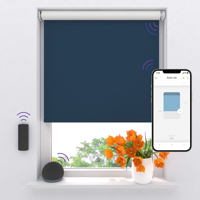 DTCH® Elektrisch Rolgordijn Verduisterend - Easy - Blue - 80 x 190 cm - Motionblinds CMD-03