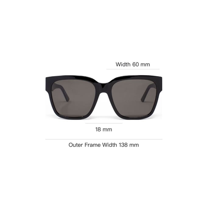 Lunettes de soleil carrées à monture D Balenciaga Lunettes de soleil unisexes Noir BB0056S-001 Basic Packaging-Eyeglass Case,55