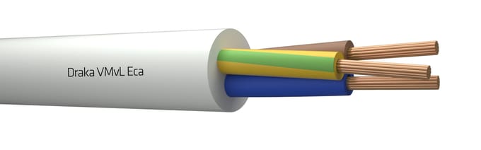 Draka Vinyl Stroomkabel 3G0.75mm² Wit Eca Klasse - 803879 [100 Meter]