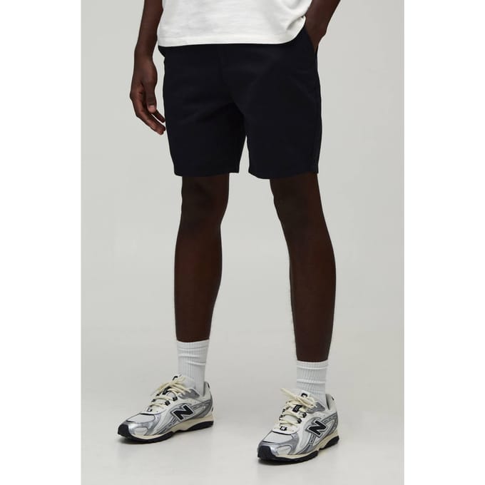Essentiële Slim Fit Chino Shorts Met Vaste Tailleband | Black | Size 30