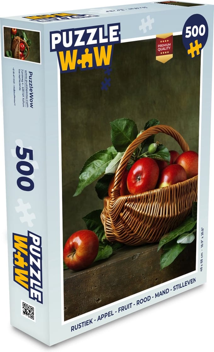 Puzzel Rustiek - Appel - Fruit - Rood - Mand - Stilleven - Legpuzzel - Puzzel 500 stukjes