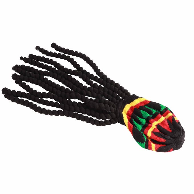 Dreadlocks Pruik Muts Ademende Gebreide Baret Muts met Lange Zwarte Dreadlocks Pruik voor Zomer Winter black