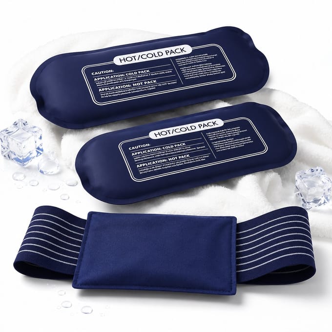 BOTC Hot Cold Pack – Icepack met houder - Set van 2 - Gel Packs - met Klittenbandsluiting - Blauw