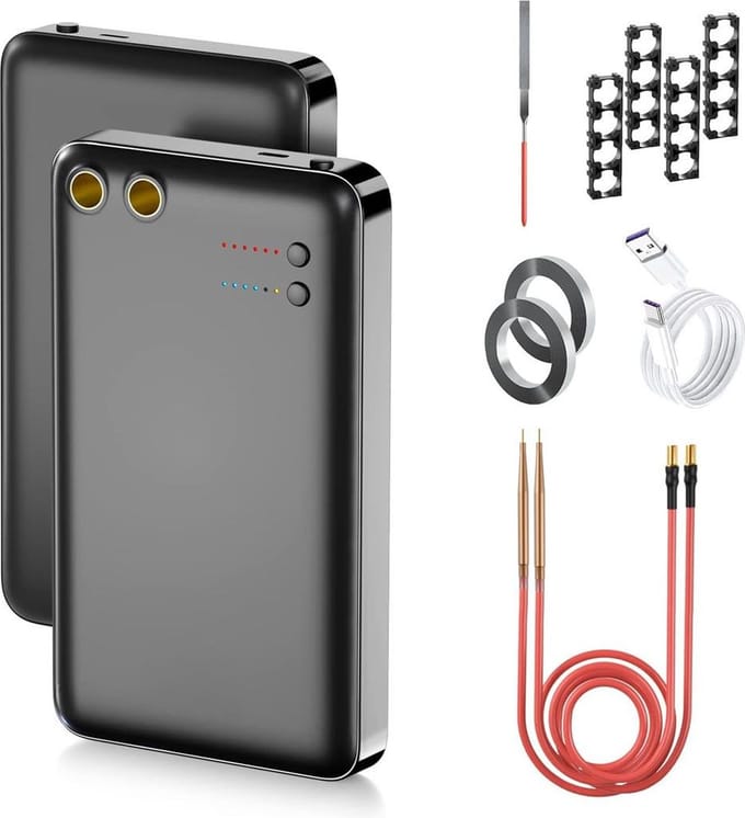 Top Kwaliteit Puntlasapparaat - Mini Puntlasser – Draagbare Lasser – Compact – 2 Laspennen - Zwart