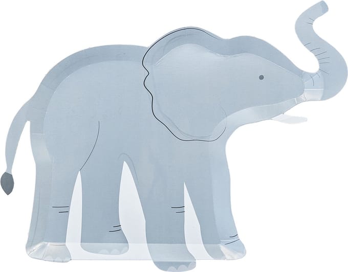 Ginger ray - 8x Olifanten bordjes - Feestdecoratie - Grijs - Papier -