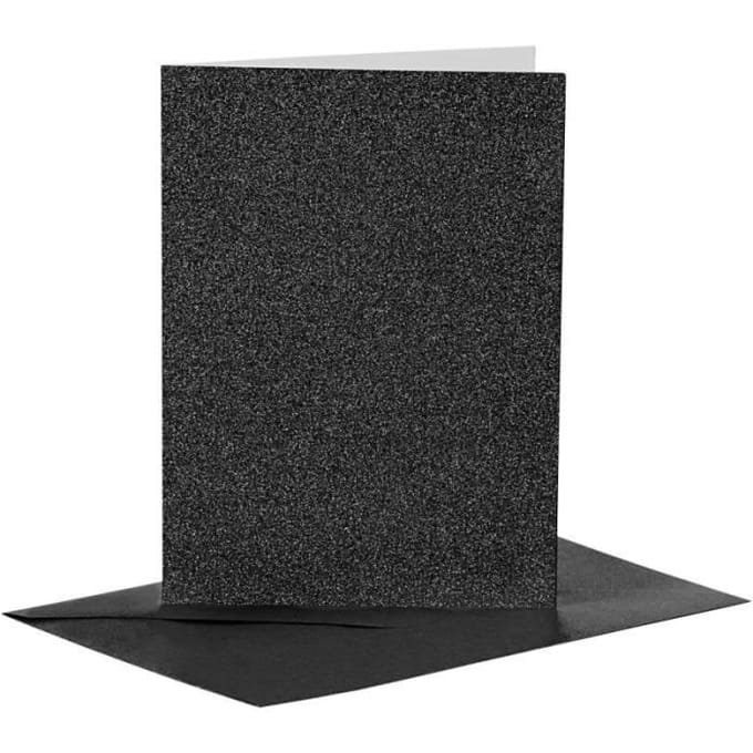 Creativ Company Cards and Envelopes 10.5x15cm Glitter Black - 4 pcs.
