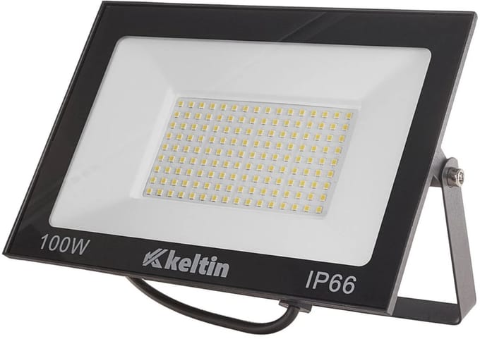 Keltin 100W LED schijnwerper - warm wit 2700K - verstelbaar - IP66 - aluminium en glas