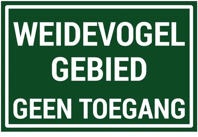 Weidevogelgebied geen toegang sticker | 30 x 20 cm