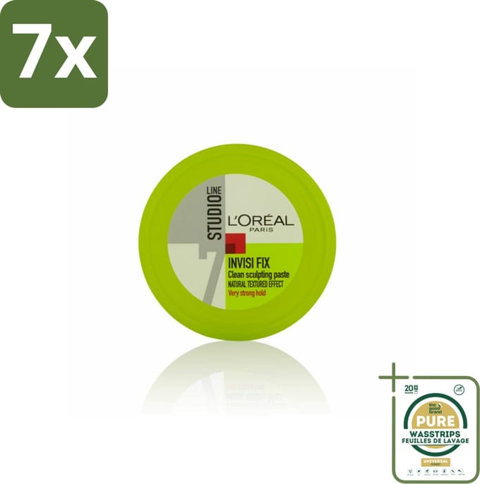 7 x L'Oréal Studio Line Invisi Fix Clean Sculpting Paste 75 ml - Grootverpakking - Gel Paste - Wax Paste - Haar Fixatie - Warrige Look - Gezond Haar