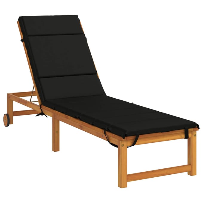 vidaXL - Ligstoel - Kussen - GEMERT - 100% - Polyester - Zwart - 200 - x - 50 - x - 3 - cm