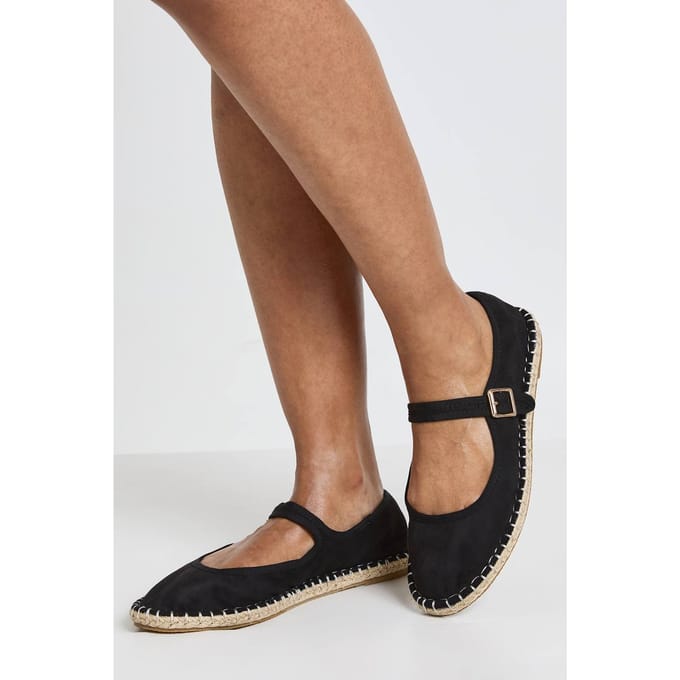 boohoo Dames Espadrille Ballerina's | Zwart | Maat: 37