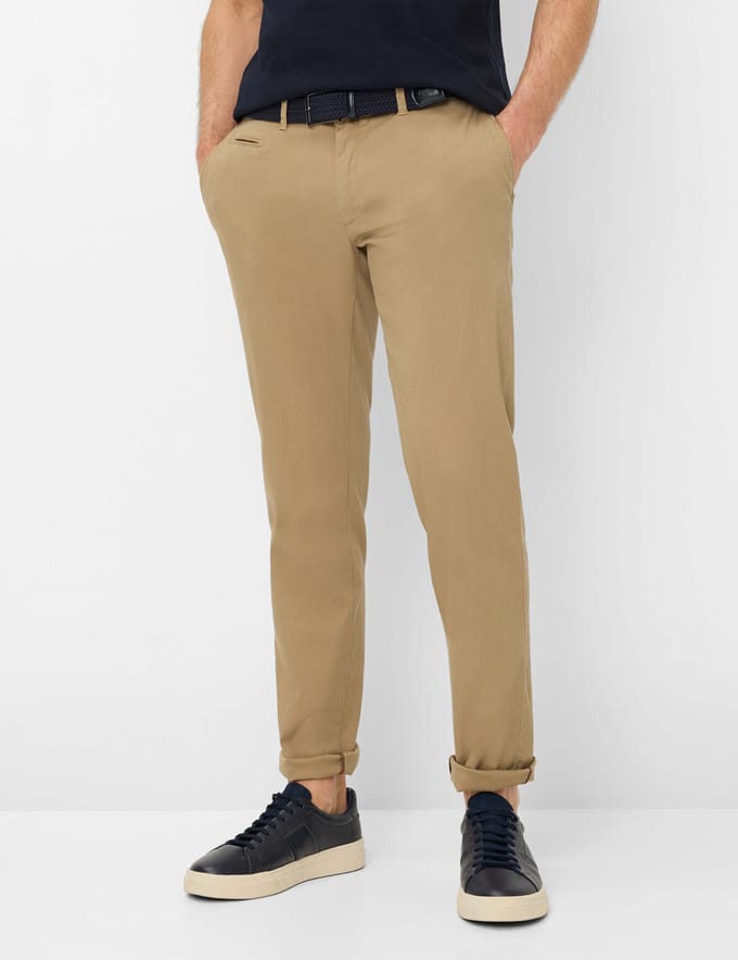 Brax Heren Flatfrontbroek  Style FABIO IN camel, beige, maat 40/38