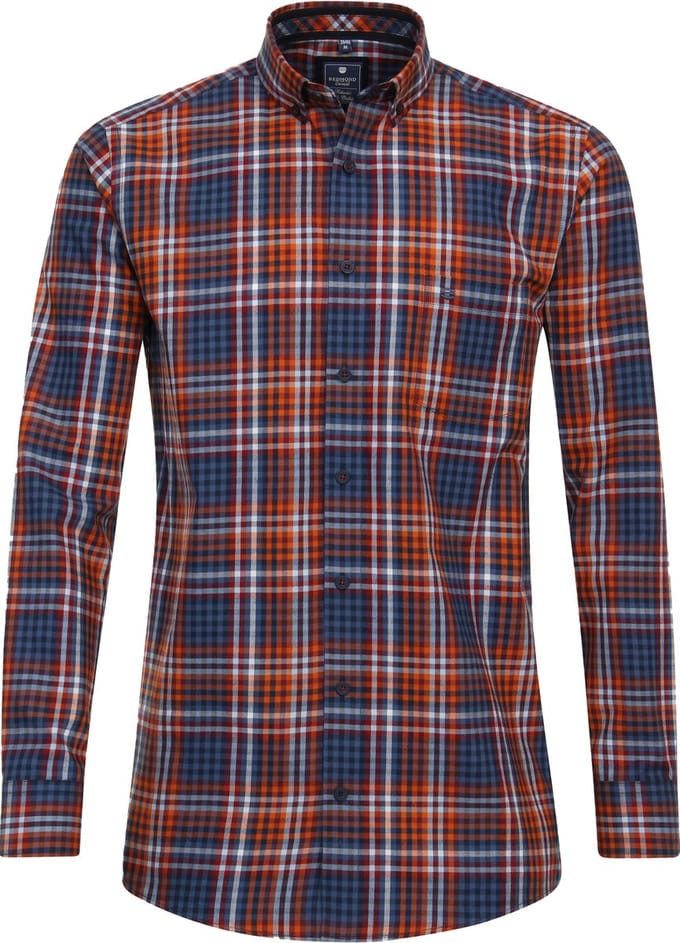 Redmond comfort fit overhemd - twill - rood geruit