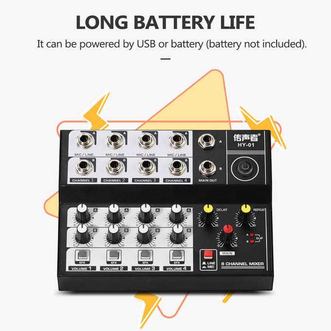 8-kanaals multifunctionele USB-audiomixer Draagbare geluidsmixer Professioneel thuisgebruik Dual zwart