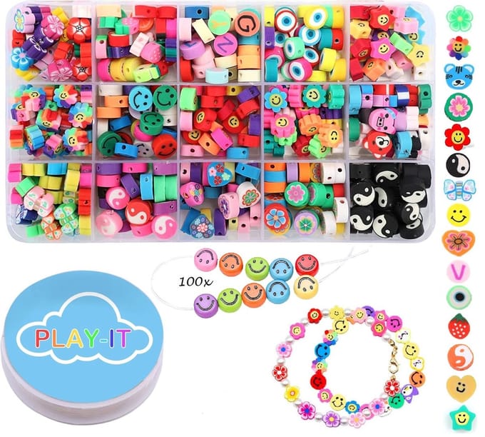 PLAY IT Polymeer Kralen set 475 stuks - 10 mm - Incl. 100 Smileys