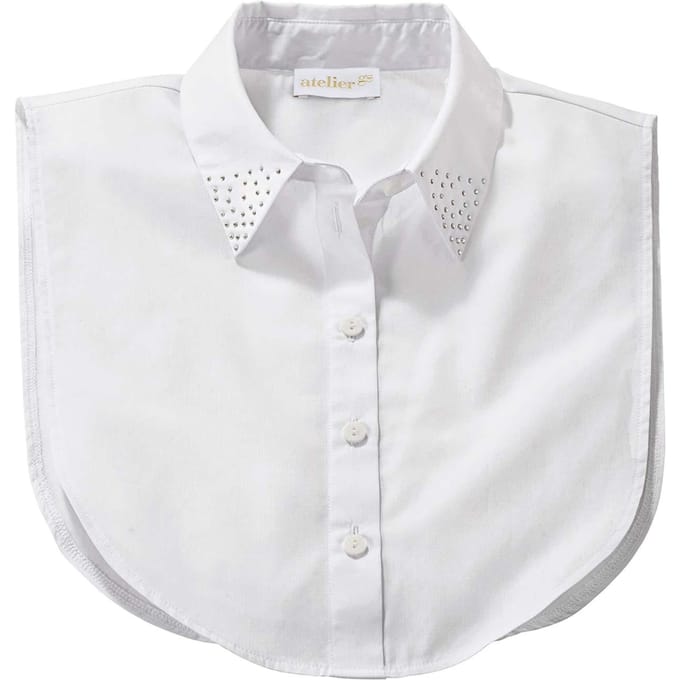 Kraag blouse met steentjes - wit - Gr. 48 van Goldner Fashion
