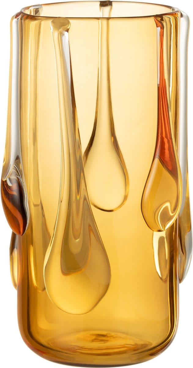 J-Line vaas Drippy - glas - amber - large - 33 cm hoog