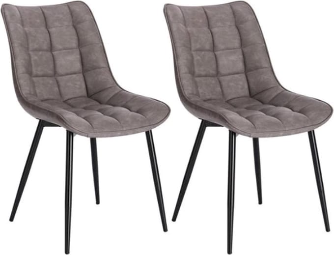 Eetkamerstoelen - Grijs - PU Leer - Kuipstoel - Fauteuil - Set van 2 - Keuken