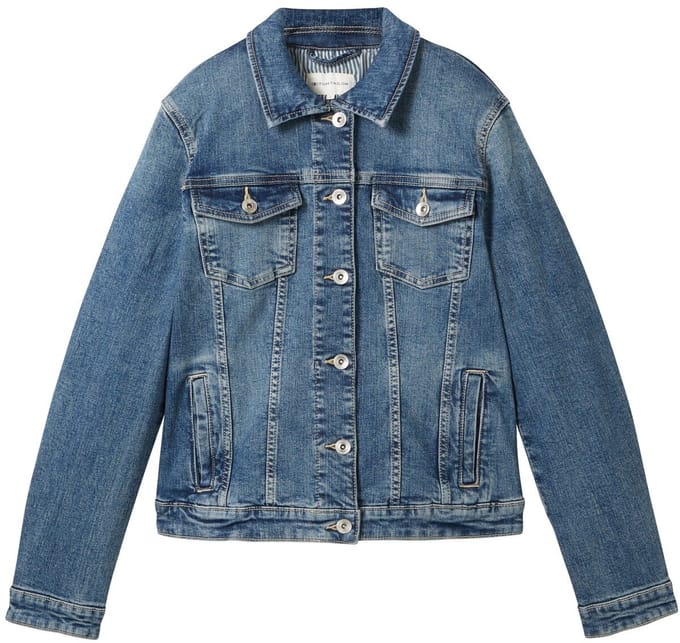 Tom Tailor - Jeansjasje van gerecycled katoen - Maat S - Used Dark Stone Blue Denim