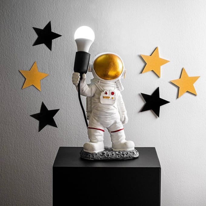 Opviq Tafellamp Astronaut-1, wit, polyester, hoogte 32 cm