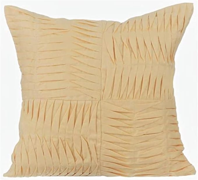 Set van 2 Gele Sierkussenslopen 45x45 cm Linnen Katoen Gestreept Randen