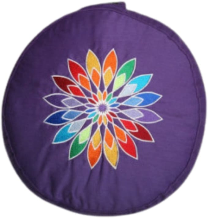 YogaStyles Meditatiekussen Symbolic Rainbow met paarse kant
