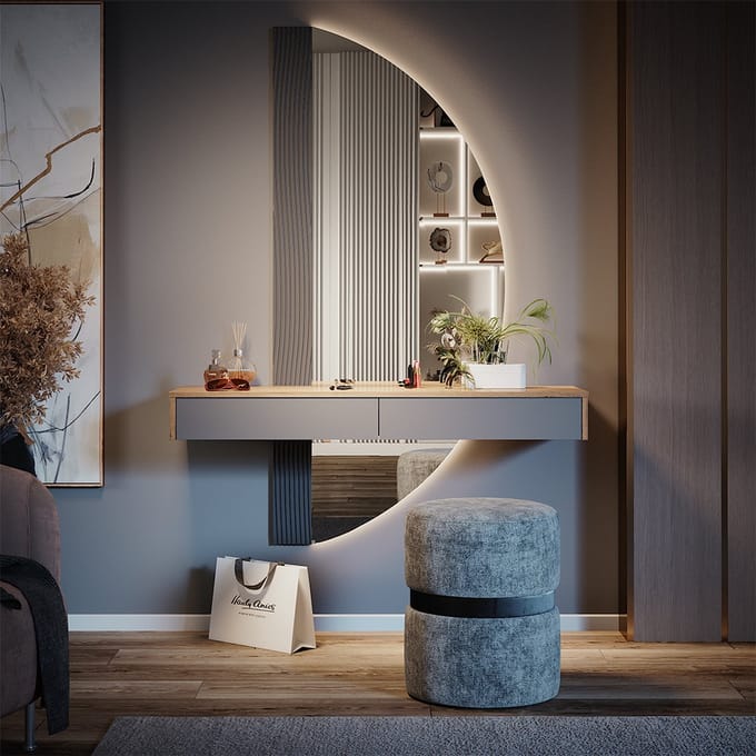 Vicco Melisa Kaptafel – 120 cm met 2 laden Grijs