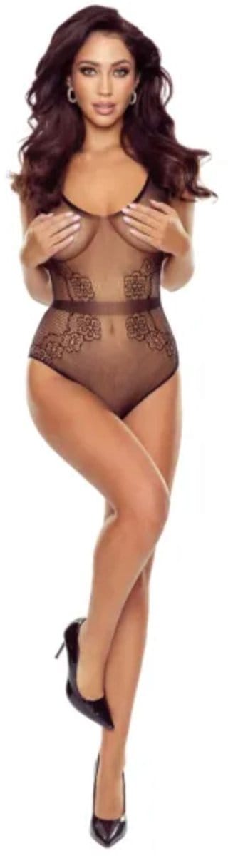Passion - Bs115 Black Grid Bodystocking