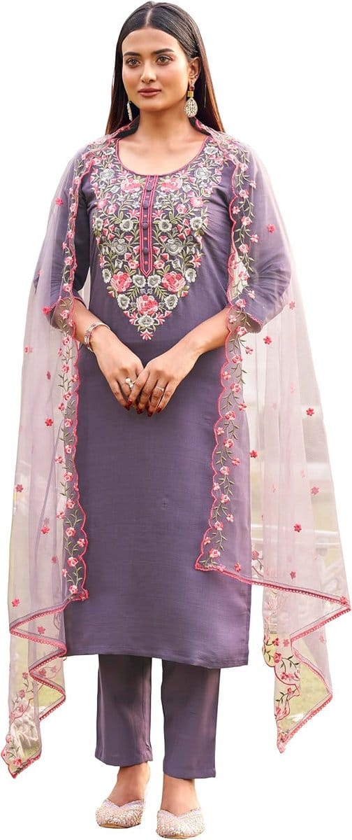Dames Kurta Set met Dupatta in Lavendel Kleur