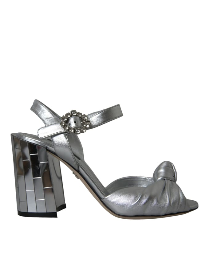Dolce & Gabbana Zilveren Lamsleer Hakken Sandalen Schoenen