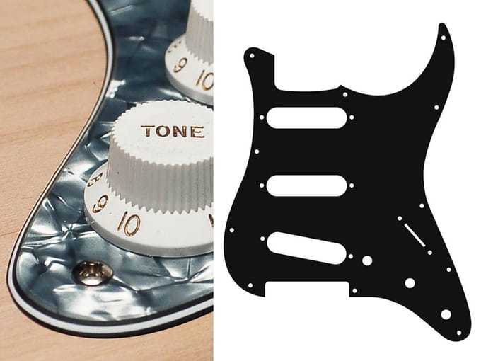 Boston ST-413-PB pickguard, Stallion, standard, SSS, 3 pot holes, 3-5 switch, 4 ply, pearl black