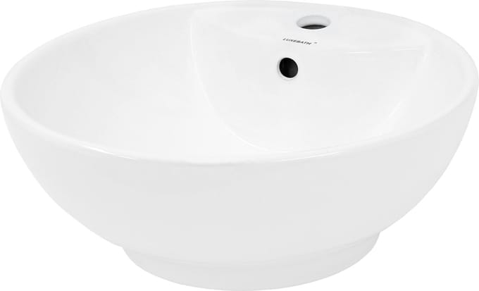 Ronde wastafel met overloop Ø 45,5x18,5 cm wit keramiek LuxeBath