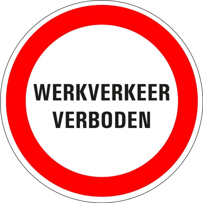 Werkverkeer verboden bord - kunststof 200 mm