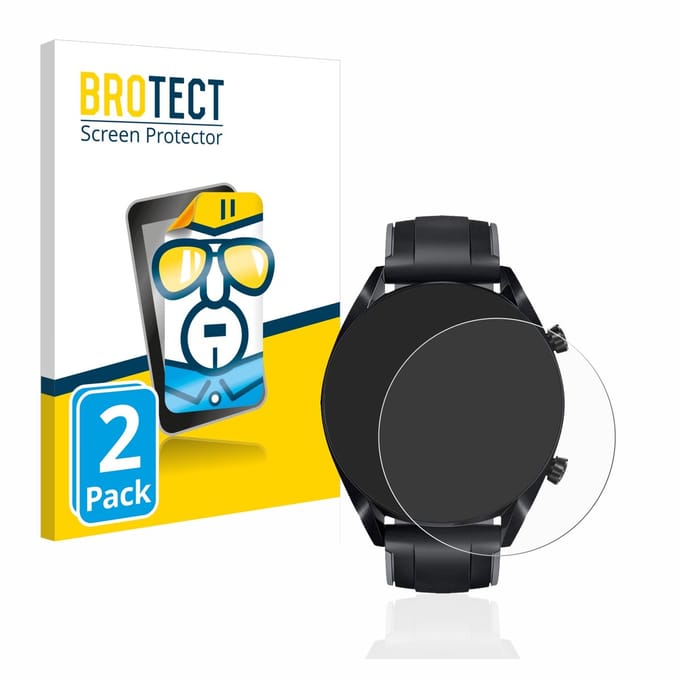 BROTECT - Screenprotector voor Huawei Watch GT 2 (46 mm) - Folie Beschermfolie transparant 2 Stuks