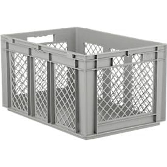Eurobox serie EF 6321, van PP, inhoud 63,7 l, geperforeerde wanden, grijs, open handgreep
