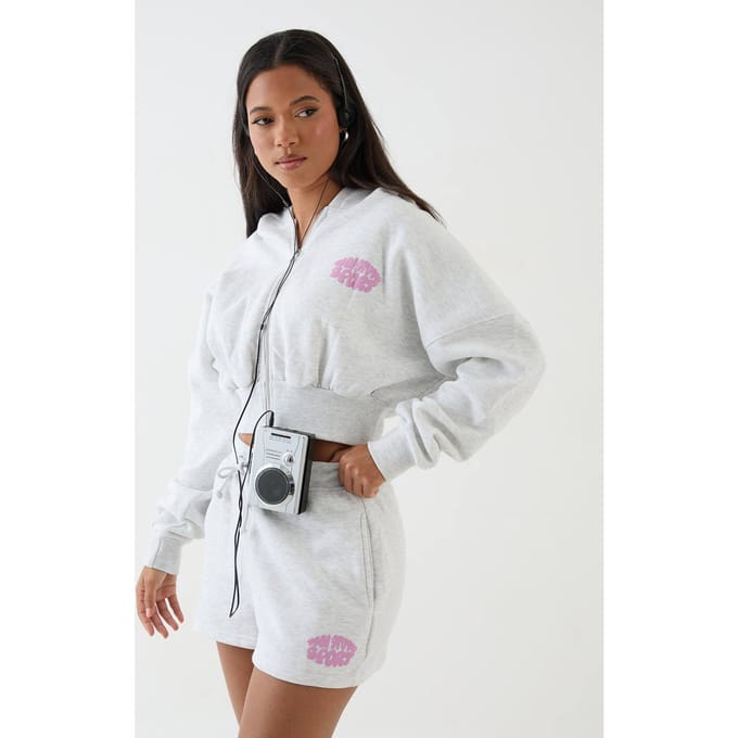 Dames Dsgn Studio Sport Bubble Slogan Sweat Short | Asgrijs | Maat: 3XL