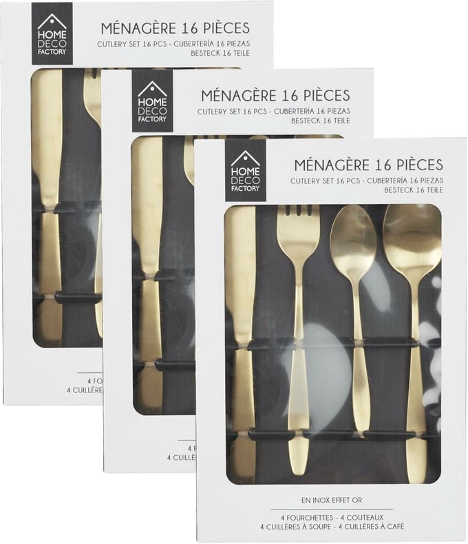 Home Deco Factory Bestekset Tableware Collection - 48 delig - goud - RVS - 12 personen
