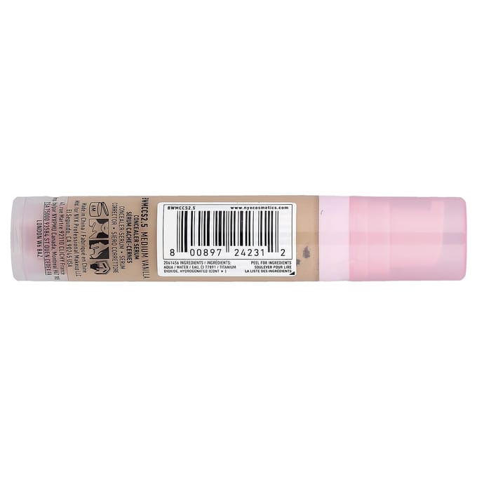 NYX Professional Makeup, Bare With Me, Correcteur Sérum, 2.5 Medium Vanilla, 9,6 ml (0,32 fl oz) white